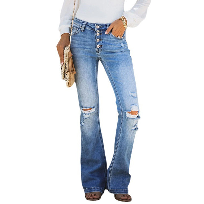 Fünf-Knopf-Used-Jeans