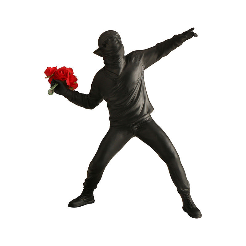 Banksy Flower Rioter Skulptur Ornament für Medienwand-Display