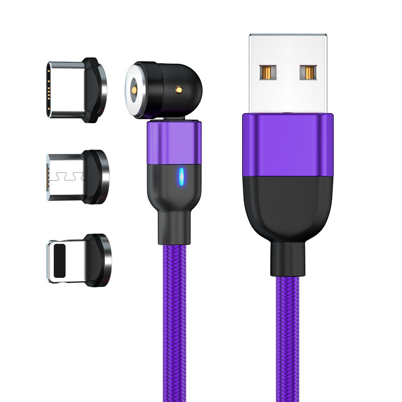 Datenkabel 540 Grad Blindabsaugung Rundes magnetisches Ladekabel Drei-in-eins gebogenes magnetisches Kabel