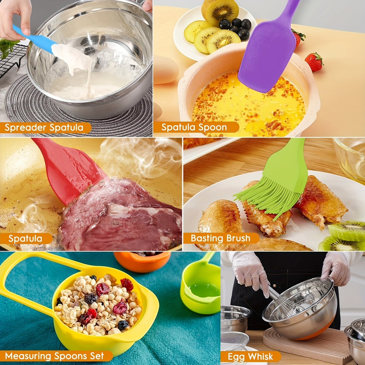 18-teiliges Set aus Edelstahl-Rührschüsseln – Airtight-Deckel, rutschfester Silikonboden, farbenfroh, langlebig, leicht zu lagern, ideal zum Mischen, Servieren und Lagern