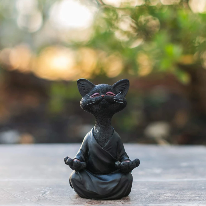 Buddha-Katzen-Statue | Setzen Sie sich alleine hin und meditieren Sie, während Sie zusammen mit der Statue Ihrer Katze sitzen