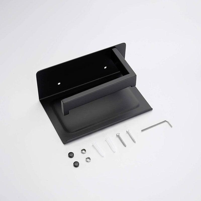 schwarzer quadratischer Toilettenpapier- und Handyhalter aus Edelstahl 304