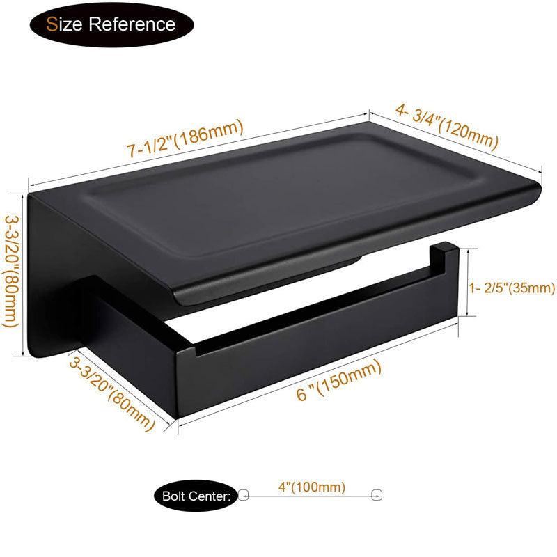 schwarzer quadratischer Toilettenpapier- und Handyhalter aus Edelstahl 304