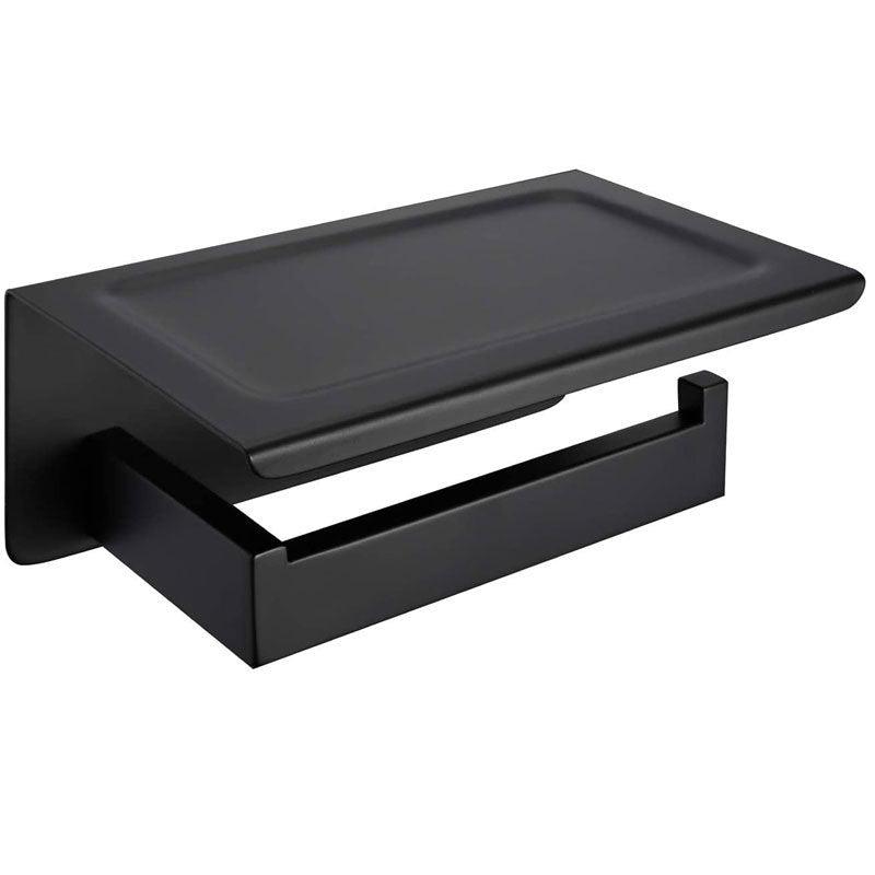 schwarzer quadratischer Toilettenpapier- und Handyhalter aus Edelstahl 304