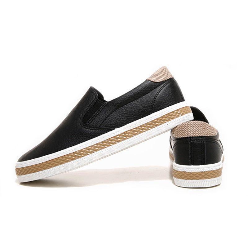 Schwarze Slipper Damen Casual Schuhe Weiche Leder Ballerinas