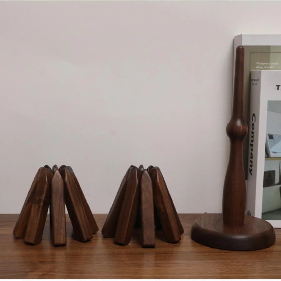 Sandsberg | Schwarznuss Faltbarer Weihnachtsbaum Holzuntersetzer – Kreative hitzebeständige Topfunterlagen & Küchenaccessoires