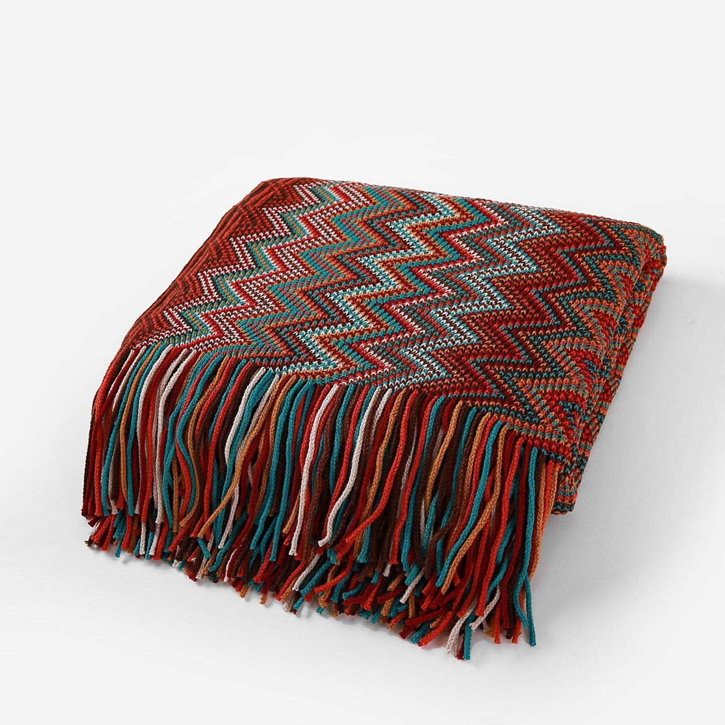 Böhmische gestrickte gestreifte Decke