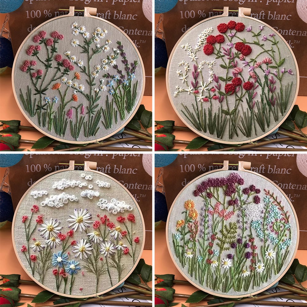 Perfektes Geschenk - Stickrahmen Blumen-Kit für Anfänger