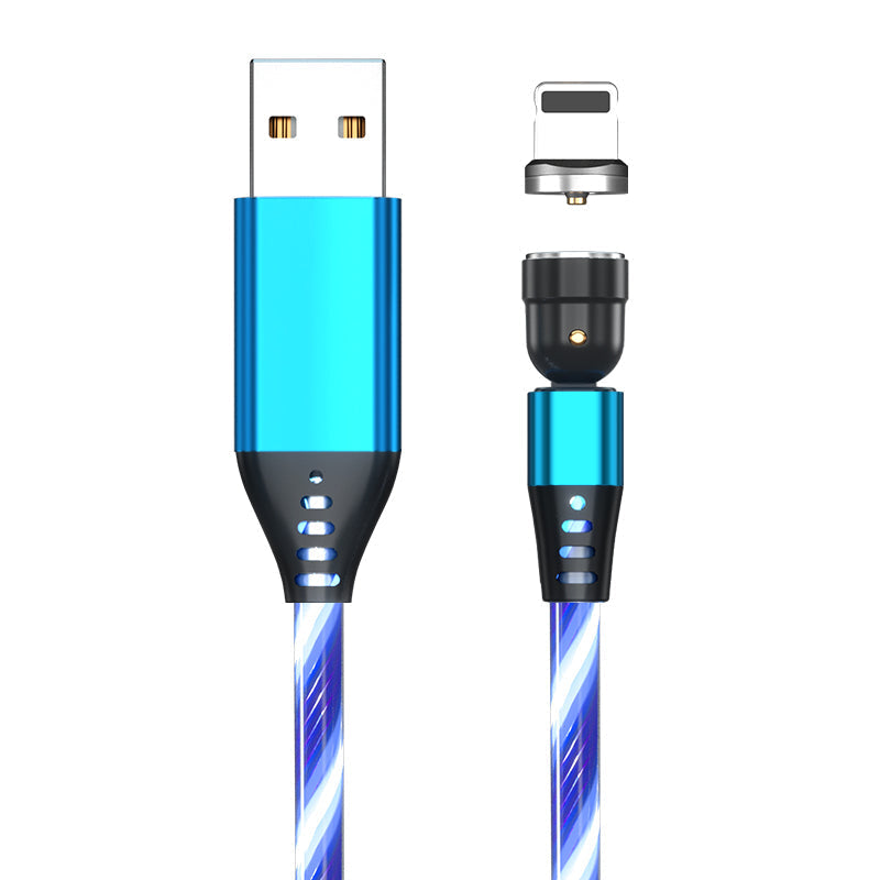 540 Rotate Luminous Magnetkabel 3A Schnellladekabel für Mobiltelefone für LED Micro USB Typ C für I-Telefonkabel