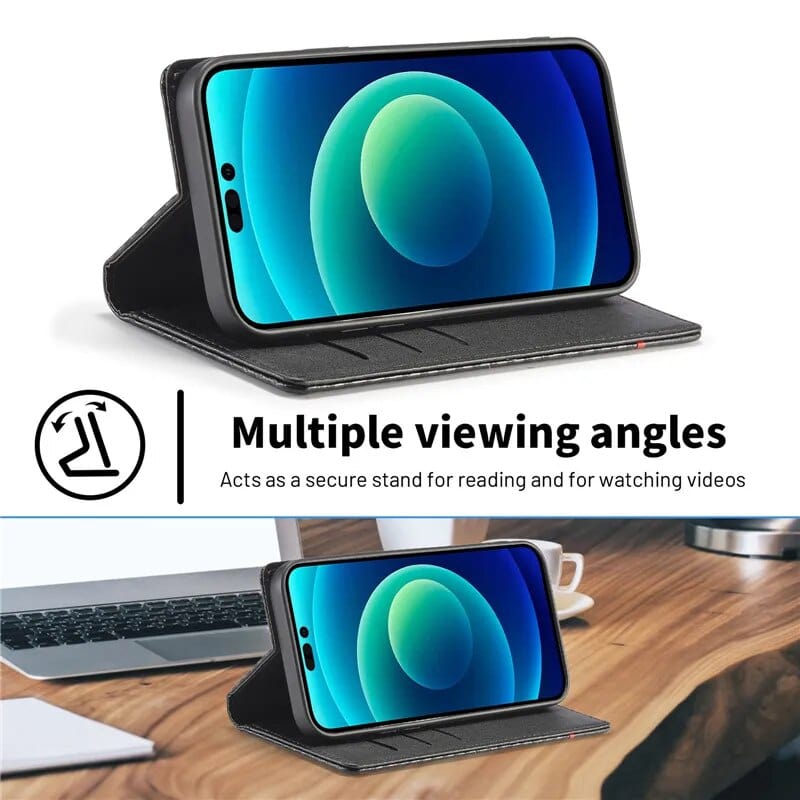 Samsung S23 Handyhülle | Kartenhalter aus Karbonfaser-Leder mit Magnetverschluss