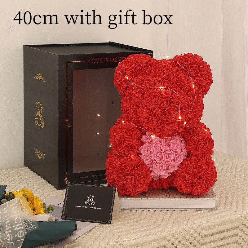 Valentinstag Geschenk Rose Bär Ewige Blume Rose Teddybär PE Schaum Bär 25cm Valentinstag