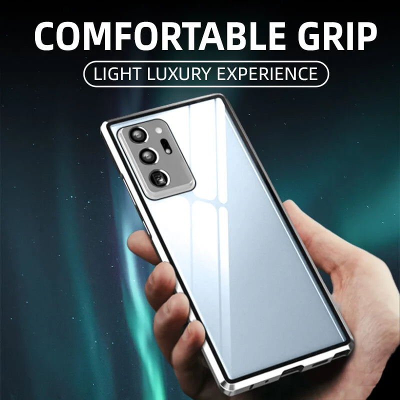 Magnetische gehärtete Glas doppelseitige Telefonhülle für Samsung