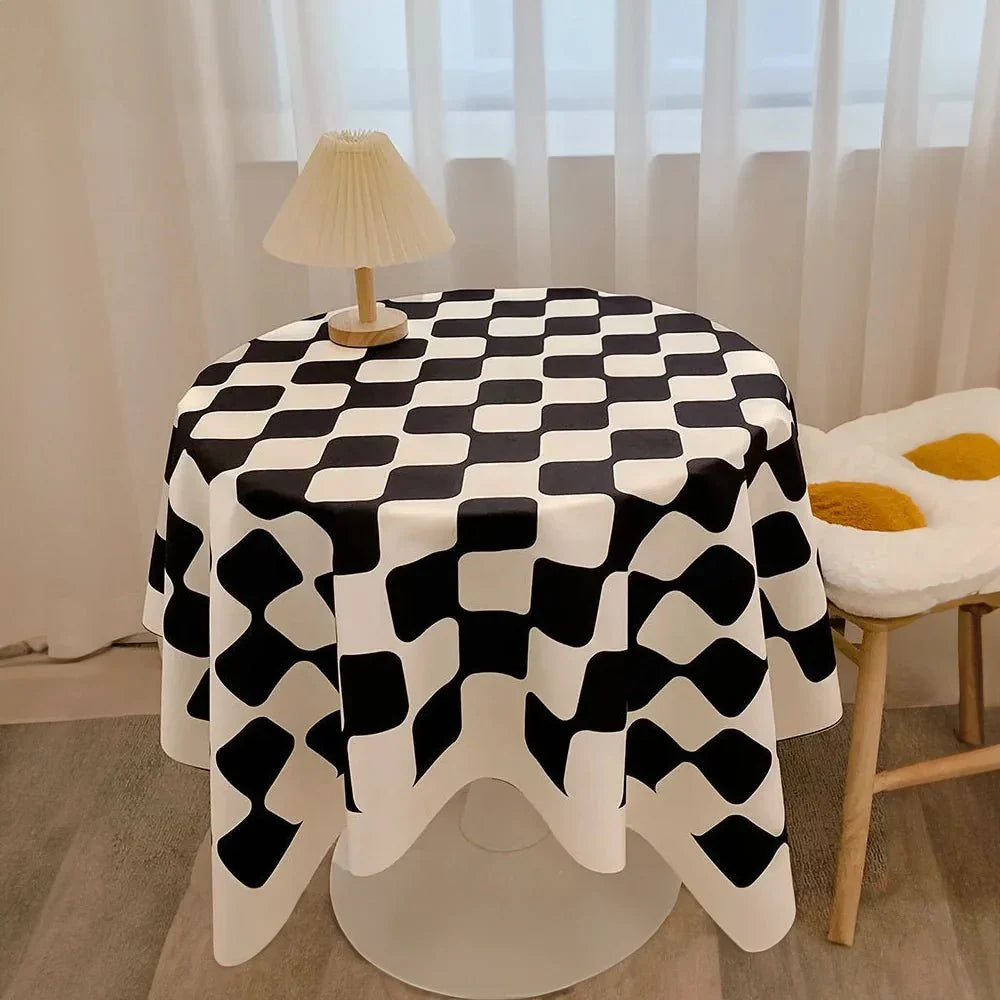 Kariertes Design Runde Baumwoll-Tischdecke