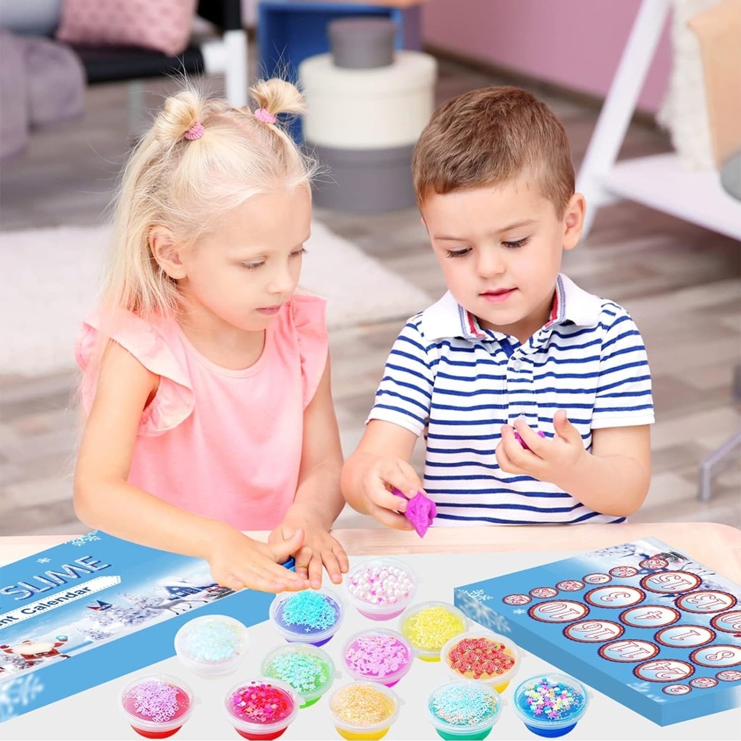 Sandsberg | Weihnachts-Adventskalender 24 Tage Kristall-Schlamm-Blindbox - Weihnachts-Countdown-Spielzeug für Kinder