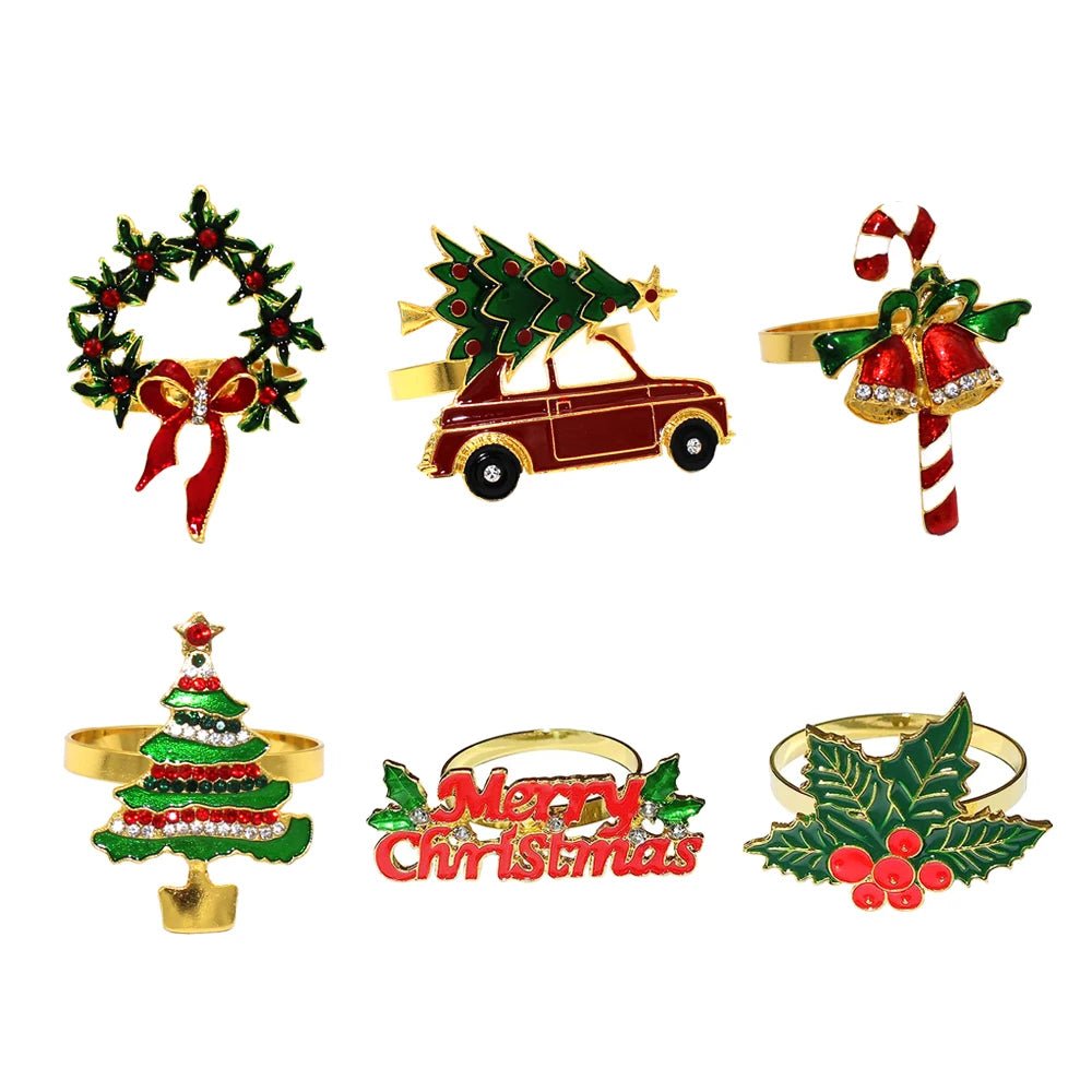 Sandsberg | Weihnachtsserviettenringe – Funkelnde Reh- und Baumkranzhalter für festliche Hochzeiten & Feiertags-Tischdekoration