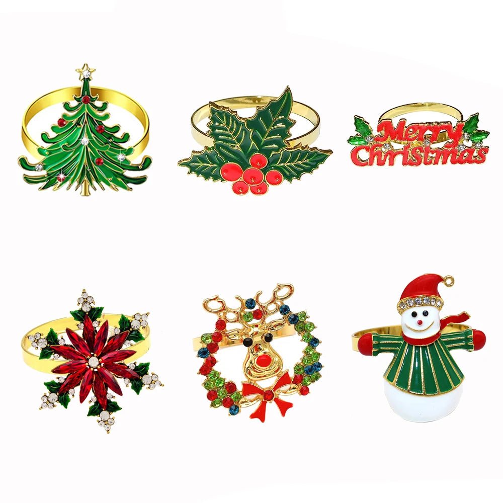 Sandsberg | Weihnachtsserviettenringe – Funkelnde Reh- und Baumkranzhalter für festliche Hochzeiten & Feiertags-Tischdekoration