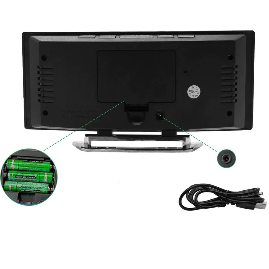 Sandsberg LED Digitalwecker | Großes Gebogenes Display | Dimmbar | Wecker mit Temperaturanzeige