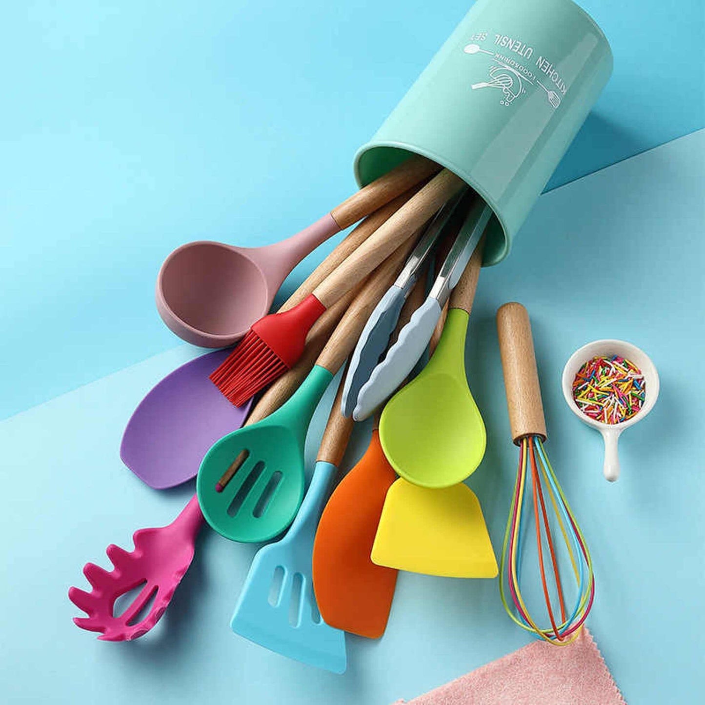 Buntes Silikon-Utensilien-Set