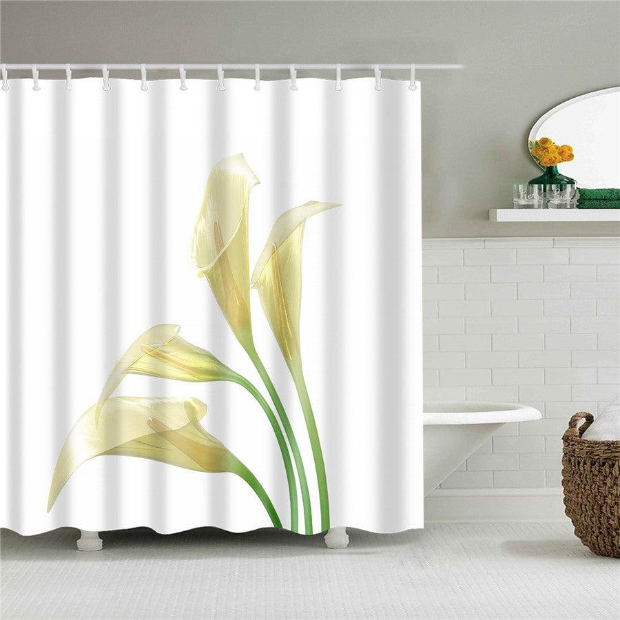 Blumen Polyester Duschvorhang mit Haken