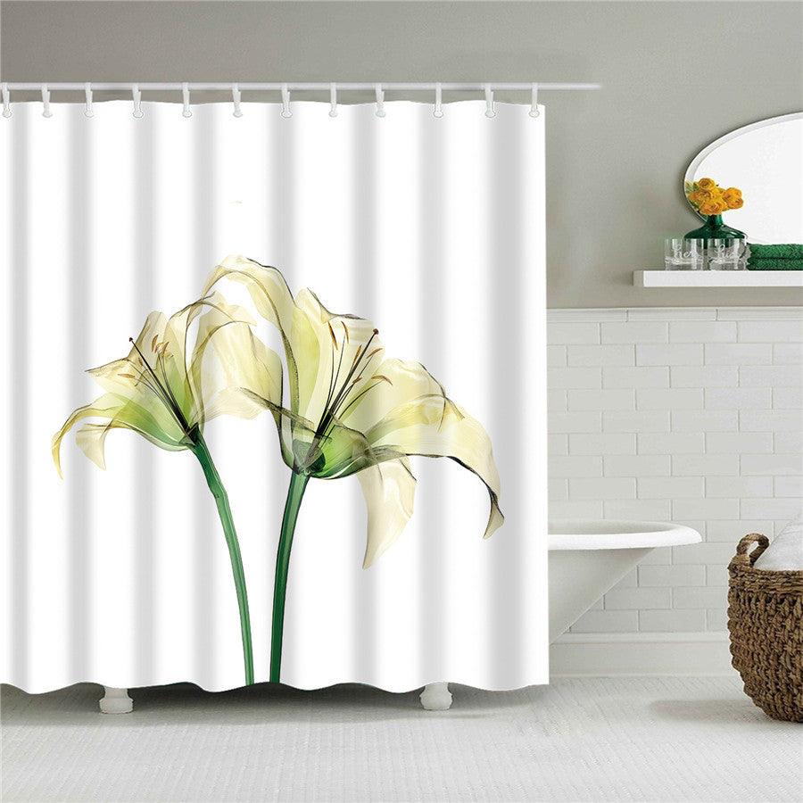 Blumen Polyester Duschvorhang mit Haken