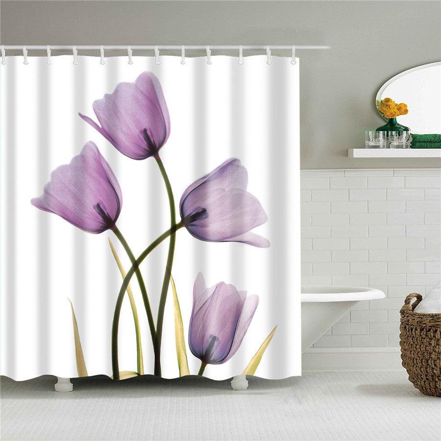 Blumen Polyester Duschvorhang mit Haken