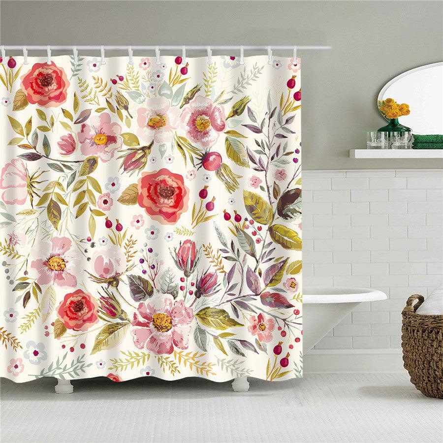 Blumen Polyester Duschvorhang mit Haken