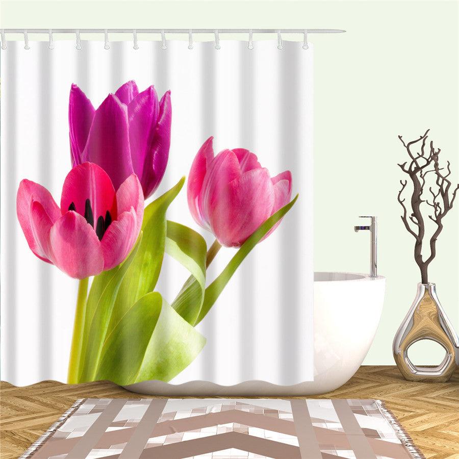 Blumen Polyester Duschvorhang mit Haken
