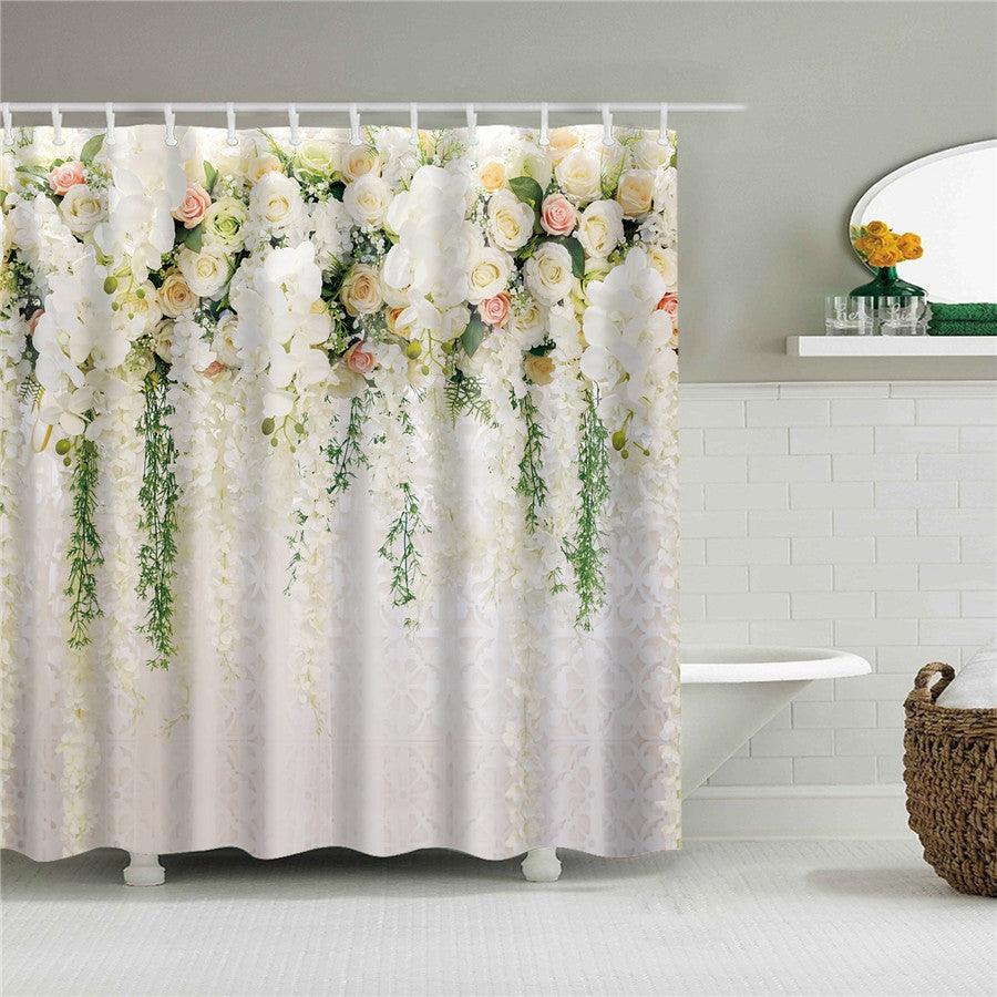 Blumen Polyester Duschvorhang mit Haken