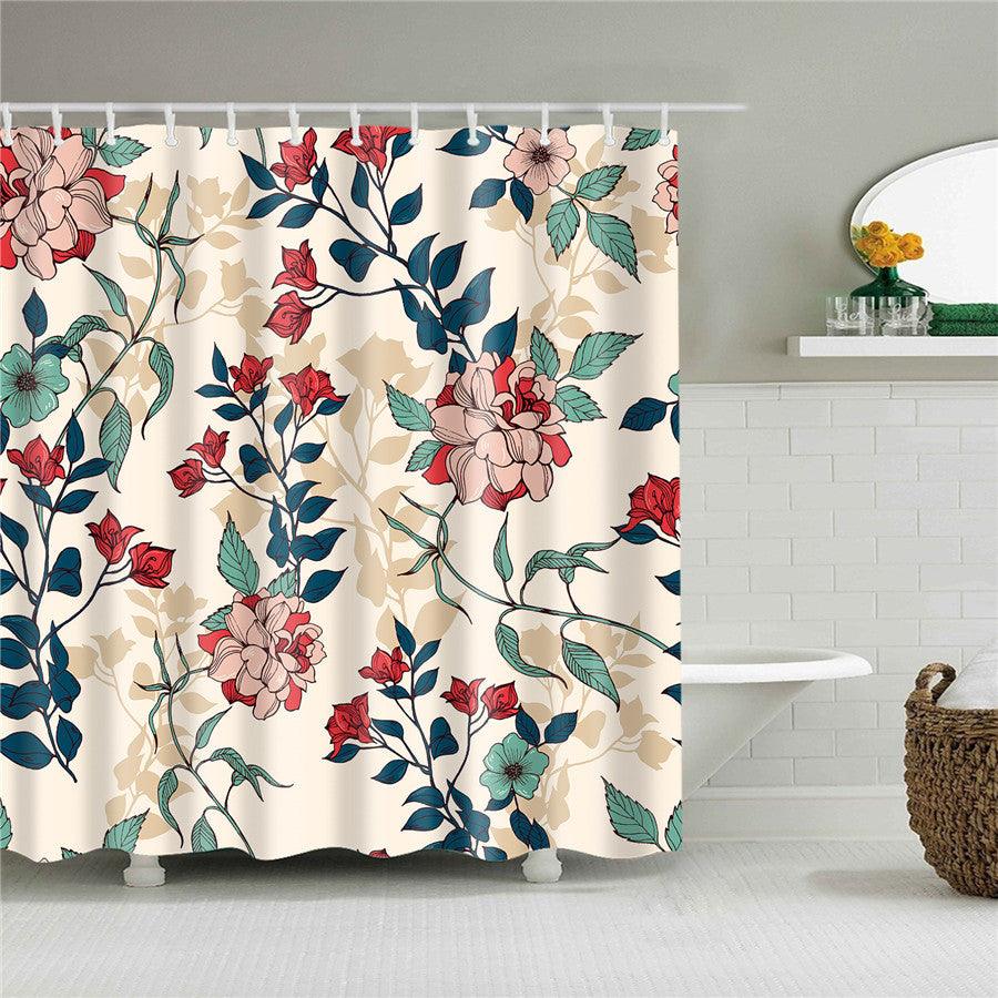 Blumen Polyester Duschvorhang mit Haken