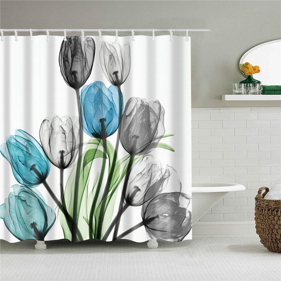 Blumen Polyester Duschvorhang mit Haken