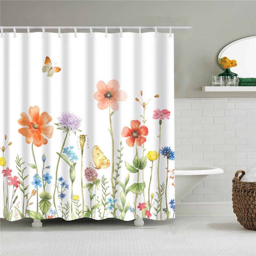 Blumen Polyester Duschvorhang mit Haken