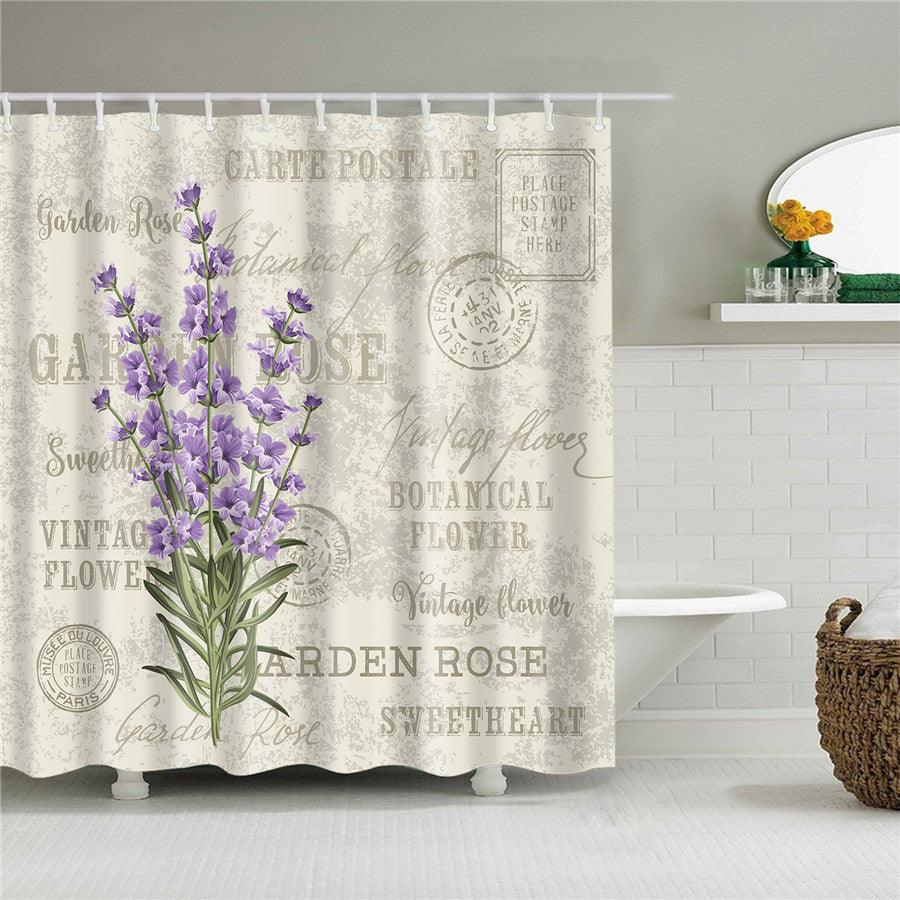 Blumen Polyester Duschvorhang mit Haken