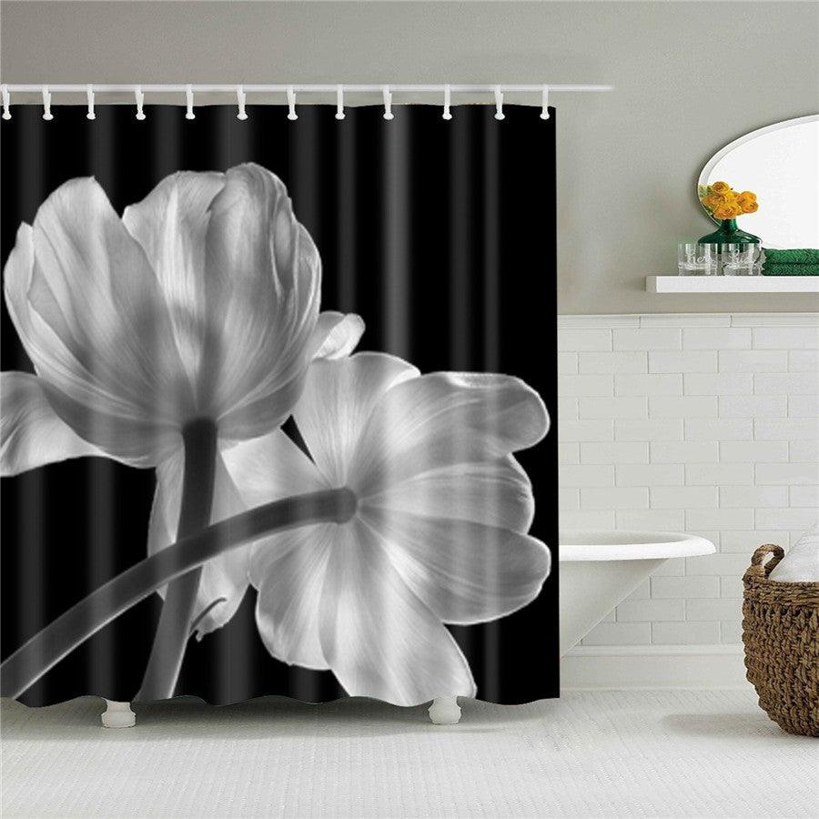 Blumen Polyester Duschvorhang mit Haken