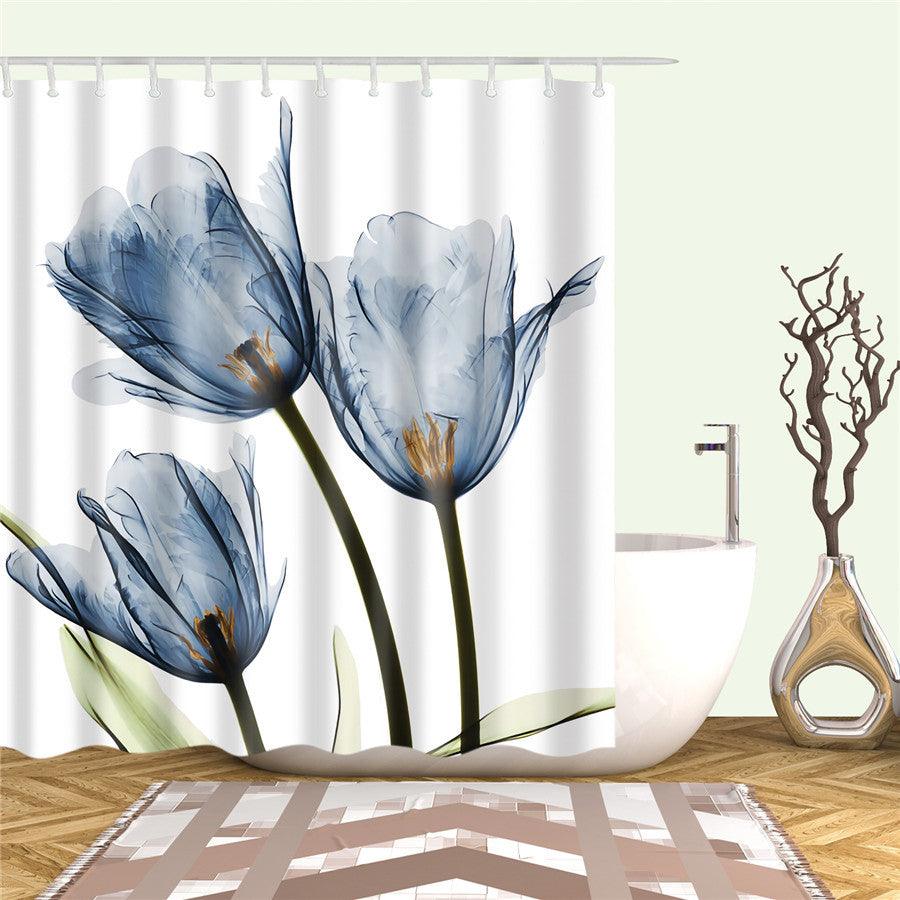 Blumen Polyester Duschvorhang mit Haken