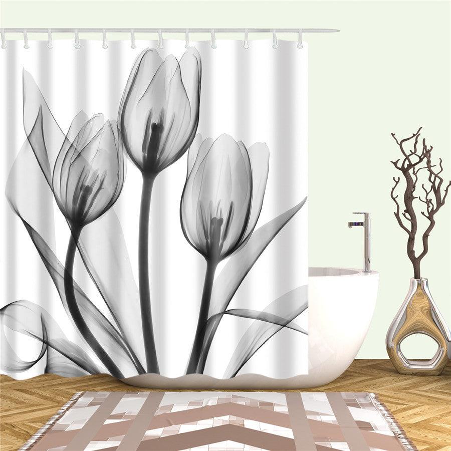 Blumen Polyester Duschvorhang mit Haken