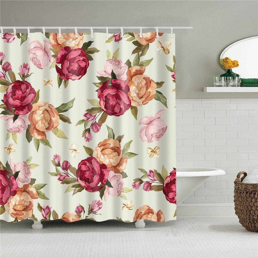 Blumen Polyester Duschvorhang mit Haken
