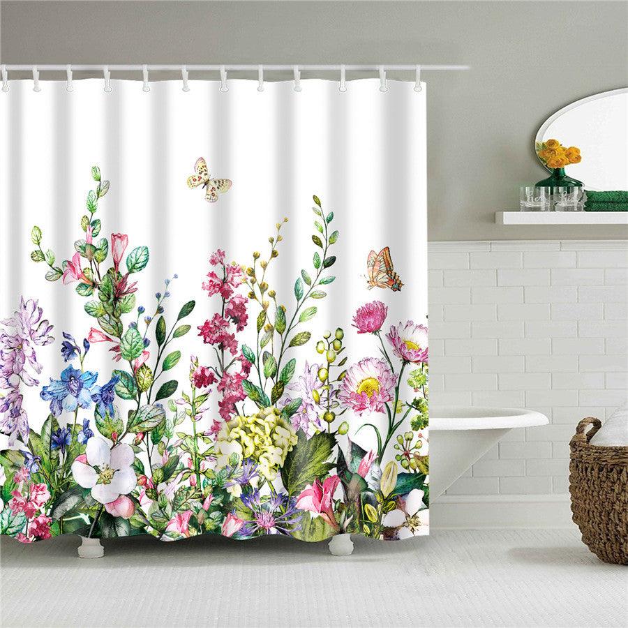 Blumen Polyester Duschvorhang mit Haken