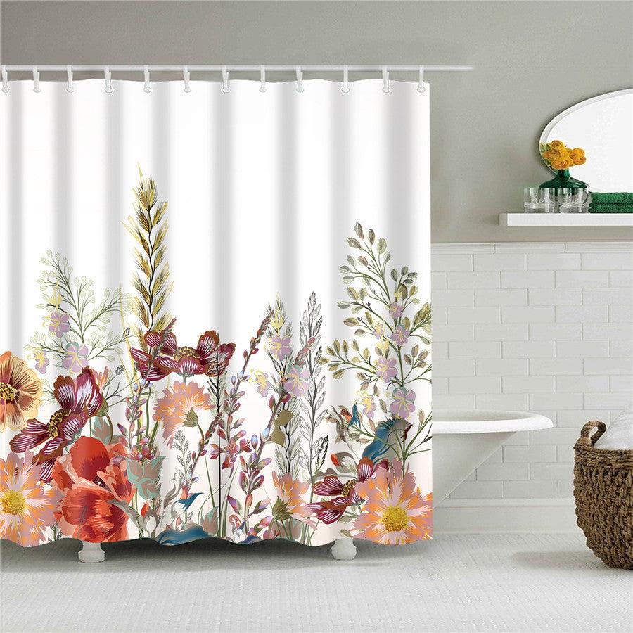 Blumen Polyester Duschvorhang mit Haken