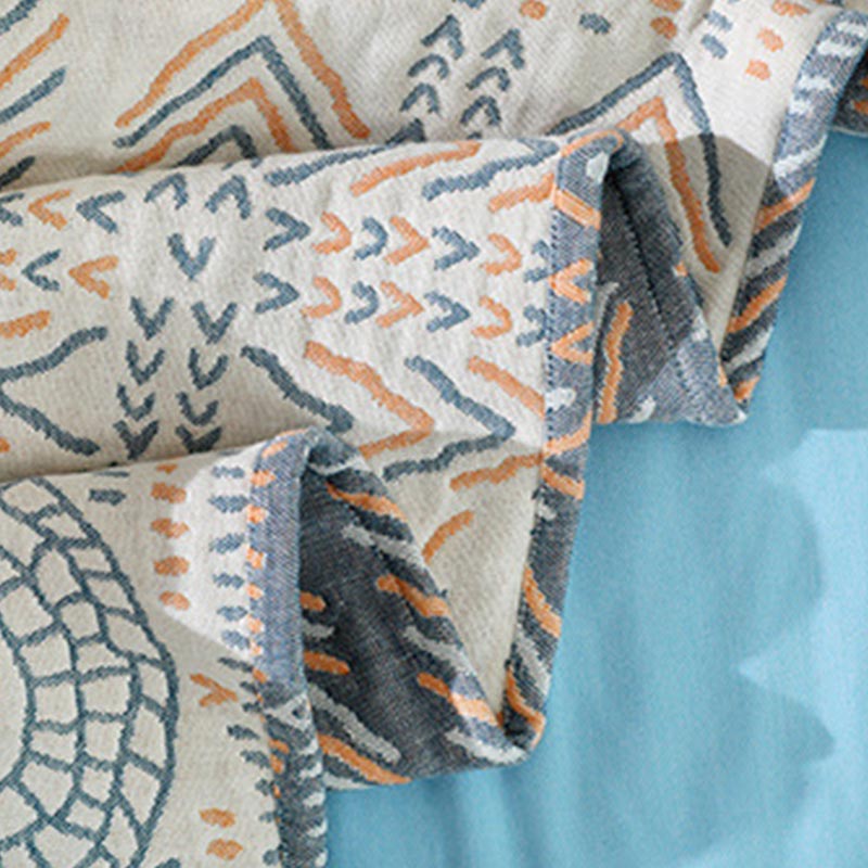 Boho-Steppdecke aus gestreifter Baumwolle, wendbares Sofatuch