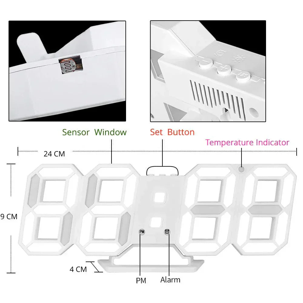 Sandsberg 3D LED Wanduhr | Moderne Digitale Uhr | Dimmbares LED Licht | Stilvolle Wanddeko