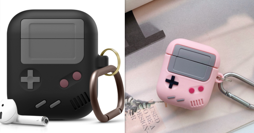 Kompatibel mit Apple, Silikon-Schutzhülle für Airpods-Hülle, kompatibel mit Airpods Pro-Hülle, Hülle im klassischen Game-Player-Design mit Schlüsselanhänger