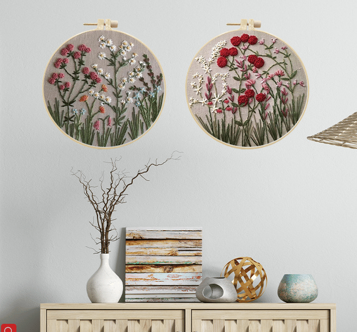 Perfektes Geschenk - Stickrahmen Blumen-Kit für Anfänger