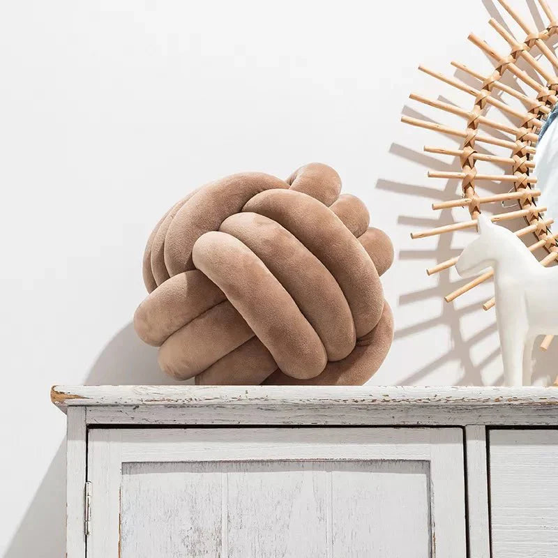 Dekorativer Knoten-Suede-Effekt-Ballweiche Kissen