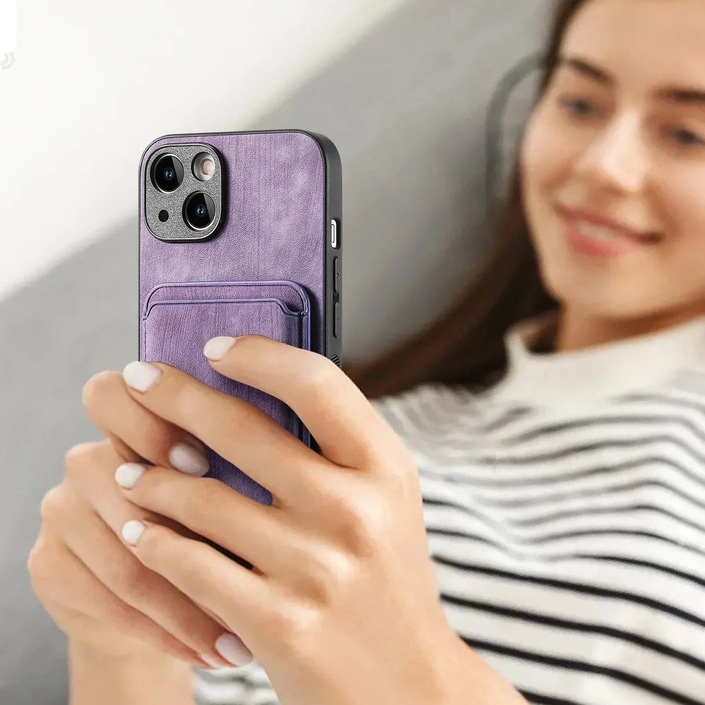Abnehmbares Magsafe iPhone-Hülle | Magnetische Leder-Kartenhalter