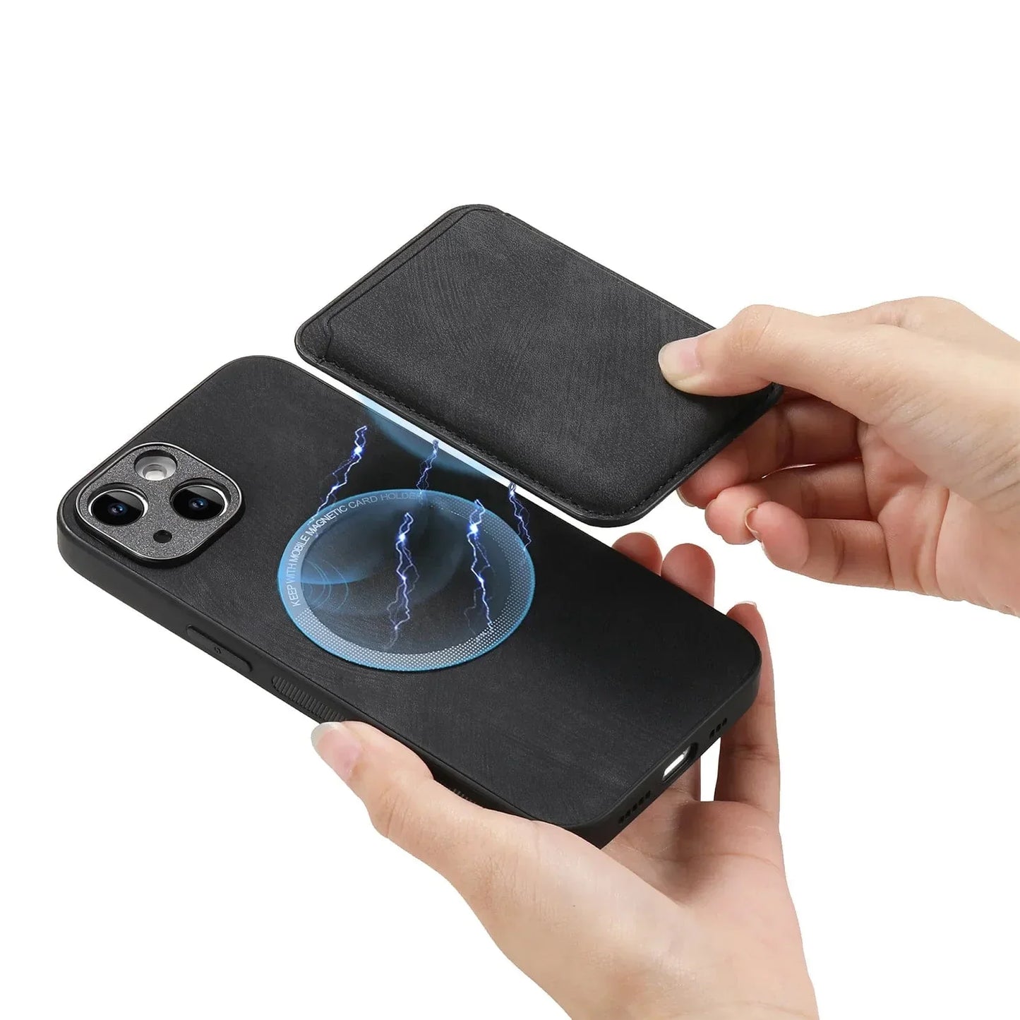 Abnehmbares Magsafe iPhone-Hülle | Magnetische Leder-Kartenhalter