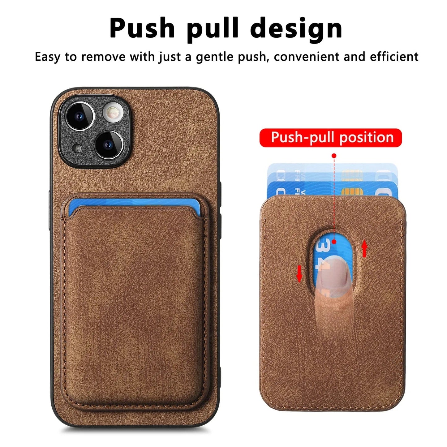 Abnehmbares Magsafe iPhone-Hülle | Magnetische Leder-Kartenhalter