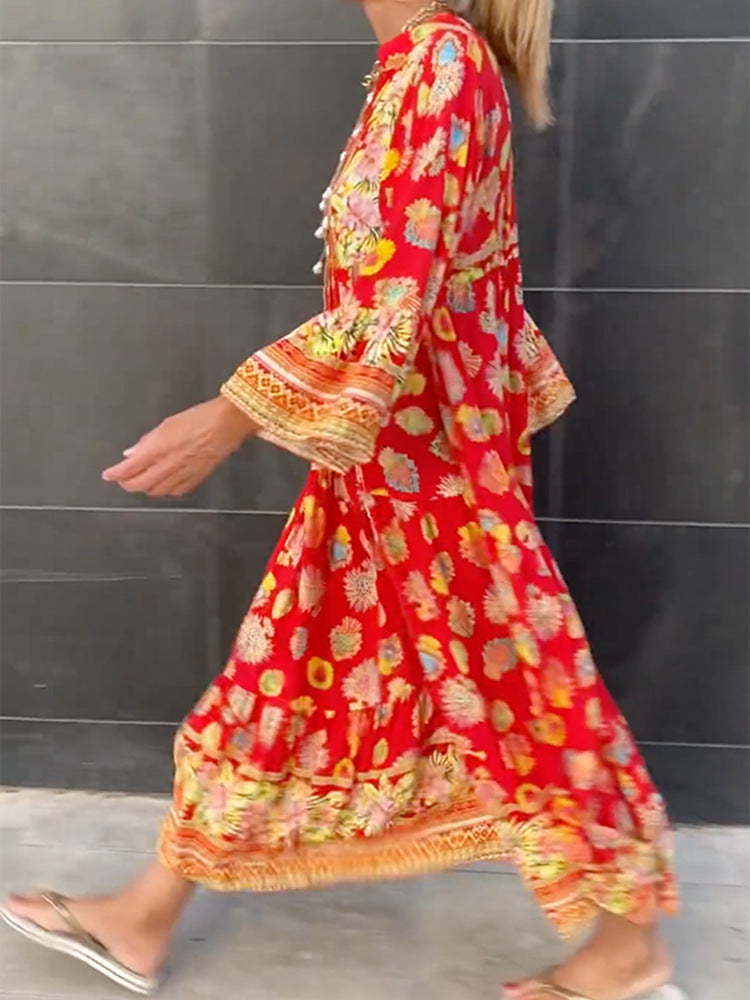 HippieChic Orange Boho Maxikleid Sommer