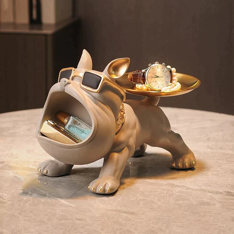 Karikatur, Frenchie, Butler, Statue
