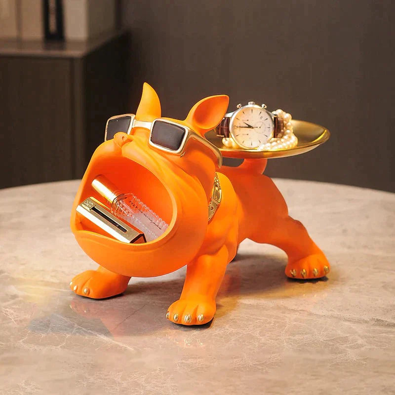 Karikatur, Frenchie, Butler, Statue