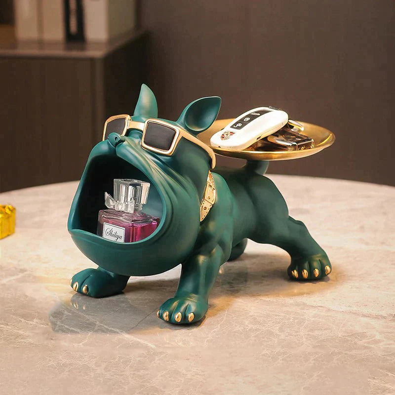 Karikatur, Frenchie, Butler, Statue